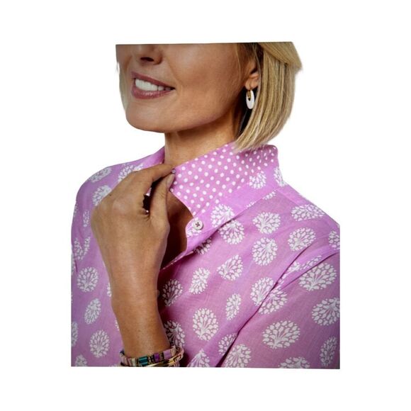 TALBOTS COTTON BUTTON FRONT SHIRT-TREE OF LIFE. - Picture 2 of 9